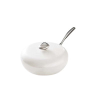 温仑山炒锅32cm陶瓷防烧釉0涂层鹅卵石不粘炒锅天使白VE1106