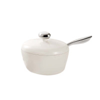 温仑山奶锅20cm耐磨锅底鹅卵石不粘奶锅白玉兰VE007