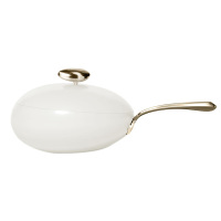 温仑山炒锅32cm耐磨无涂层鹅卵石不粘炒锅安妮白VE038