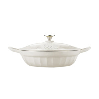 温仑山珐琅锅27cm大容量聚热保温布尼卡星白珐琅锅VE051