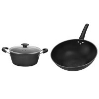 张小泉二件套不易生锈结实牢固精铁雪波纹锅具二件套C35422000