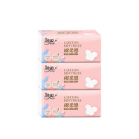 洁柔抽纸棉柔感立体压花柔软亲肤面巾纸80抽3包DR247