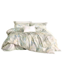 罗莱四件套简粹60S全棉贡缎简约印花款郁妍床上用品230*250cm