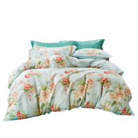 富安娜床品磨毛四件套奢华轻奢湖畔微风床单*1被罩*1枕套*1
