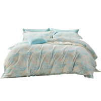 富安娜床品磨毛四件套田园风清韵格调床单*1被罩*1枕套*2