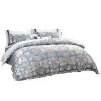 富安娜床品素提四件套简约风特洛伊床单*1被罩*1枕套*2