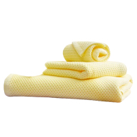 富安娜素色纯棉蜂窝毛方浴清韵系列三件套毛巾*1方巾*1浴巾*1