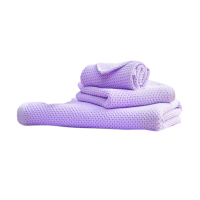 富安娜素色纯棉蜂窝毛方浴清韵系列三件套紫色毛巾*1方巾*1浴巾*1