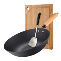 爱仕达炒锅套装30cm顾家厨房锅具砧板锅铲三件套PH03S2TG-D