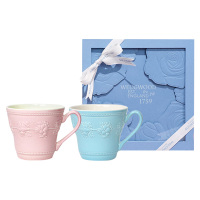 WEDGWOOD马克杯欢愉假日马克对杯玫瑰花礼盒蓝粉350ml*2