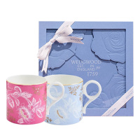 WEDGWOOD马克杯漫游美境马克对杯玫瑰花礼盒粉蓝300ml*2