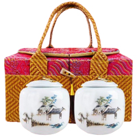 润虎茶叶礼盒特级金骏眉武夷红茶高档瓷罐藤编金骏眉250g