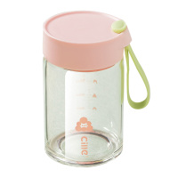 希乐水杯350ml玻璃杯泡茶杯家用便携运动2382粉色