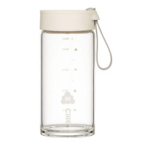 希乐水杯500ml玻璃杯带盖家用耐高温便携牛奶豆浆2382奶酪黄