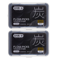 舒客牙线棒竹炭洁齿便捷牙签扁线专业清洁50支*2盒(包装随机)
