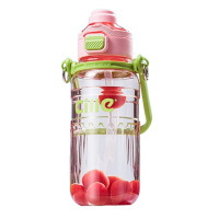 希乐水杯1.0L健身便携双饮塑料杯带提绳XL-2475巴比粉