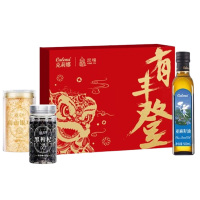 克莉娜食品礼盒有丰登亚麻籽油500ml+黑枸杞100g+高山银耳80g