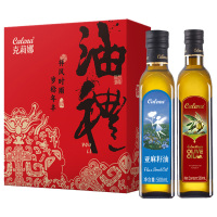 克莉娜粮油礼盒冷榨组合装亚麻籽油500ml+特级初榨橄榄油500ml