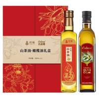克莉娜粮油礼盒特级初榨橄榄油500ml+迎福高纯山茶油500ml