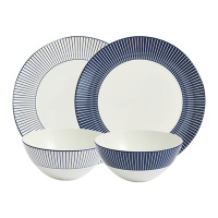 WEDGWOOD餐具套装4件套蓝调几何二人食陶瓷碗盘套组