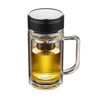 果兹玻璃杯350ml双层高硼硅玻璃合金磨砂杯盖星朗GZ-S53A