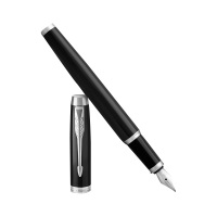 派克钢笔黄铜笔杆沉稳庄重经久耐用书写流畅IM纯黑丽雅白夹墨水笔