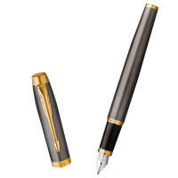 派克钢笔镀黄铜笔杆沉稳庄重经久耐用书写流畅IM灰夹墨水笔