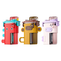 杯具熊塑料杯400ml方形吸管杯XY011-400(颜色随机)