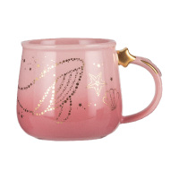 杯具熊陶瓷杯360ml带手柄盖星辰大海粉MK002-360