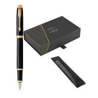 派克钢笔书写顺滑流畅IM纯黑丽雅金夹墨水笔23PU笔套礼盒