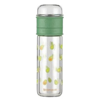 杯具熊玻璃杯320ml防烫牛油果茶水分离系列BL603-320