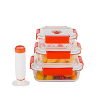 果兹玻璃碗套装2080ml悦鲜PP塑盖高硼硅玻璃ASGZ-A12