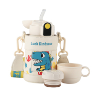 杯具熊保温杯480ml带吸管大容量幸运恐龙RT108-480