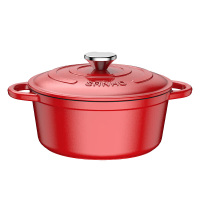 三禾汤锅22cm厚底薄壁威压锁汁保温聚热珐琅铸铁锅红色ZT22A4