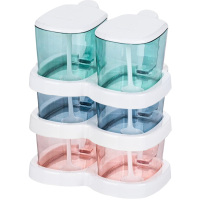 茶花调味盒塑料佐料储物罐创意调味罐套装007002(随机颜色)