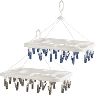 茶花衣架大号方形晒架大间距晾衣架多夹子0709(随机颜色)