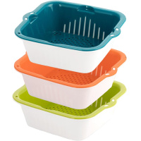 茶花沥水篮双层两用果蔬沥水筛滤水筐水果盘1160(随机颜色)