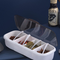 茶花调味盒350ml欧式塑料调料盒厨房家用翻盖盐罐调味品2527(随机颜色)