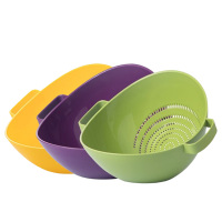 茶花沥水筛双立筛水果篮果蔬篮带手柄洗菜篮A35002(随机颜色)