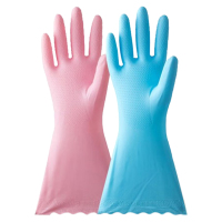 茶花手套M加长加绒防水耐用家务手套PVCC78014(随机颜色)
