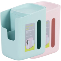 茶花纸巾盒多功能收纳盒桌面塑料收纳抽纸盒K02001(随机颜色)