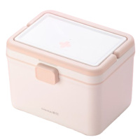 茶花药盒家用收纳药盒双层分格药盒利佳手提收纳箱150007