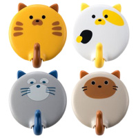 茶花挂钩强力免打孔胖猫粘钩粘性牢固不易掉落121017(随机颜色)