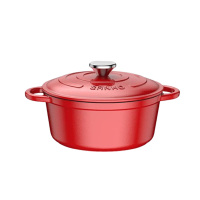 三禾珐琅锅22cm铸铁聚水循环保温持久红色ZT22A4