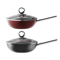 三禾炒锅30cm无惧大火微纳0涂层不粘炒锅LC30S4(颜色随机)