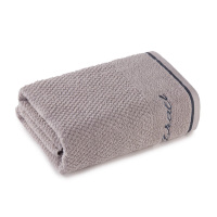洁丽雅浴巾长绒棉纯棉素色柔软吸水凹凸质感绣花灰色7254A