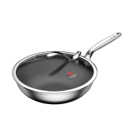 三禾炒锅30cm受热均匀不易渗色导热快0涂层不粘纯钛锅GC30F1