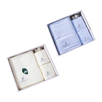 洁丽雅浴巾套装纯棉抗菌柔软吸水蓝色W0091-2/W0090-2