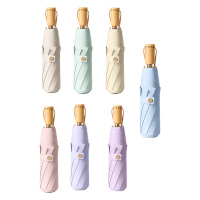 美度雨伞55cm*8k三折实木柄纯色系列M3007(颜色随机)