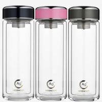 希诺玻璃杯360ml双层抗菌密封防漏XN-1912(颜色随机)